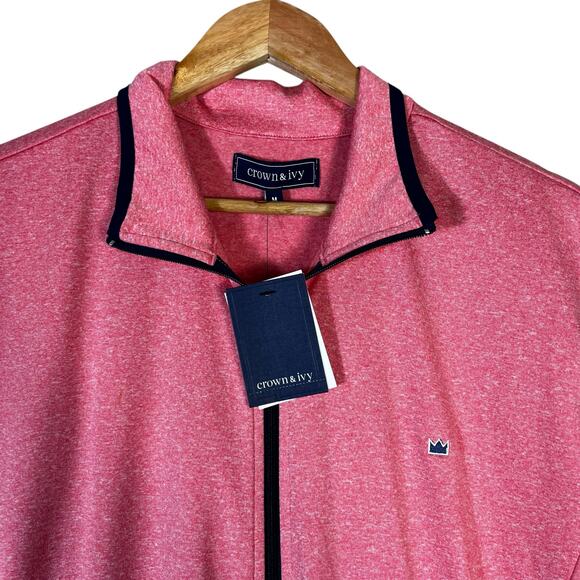 NWT Crown & Ivy Performance Vest Mens M Salmon Pink Full Zip Golf Preppy Casual - Picture 2 of 5